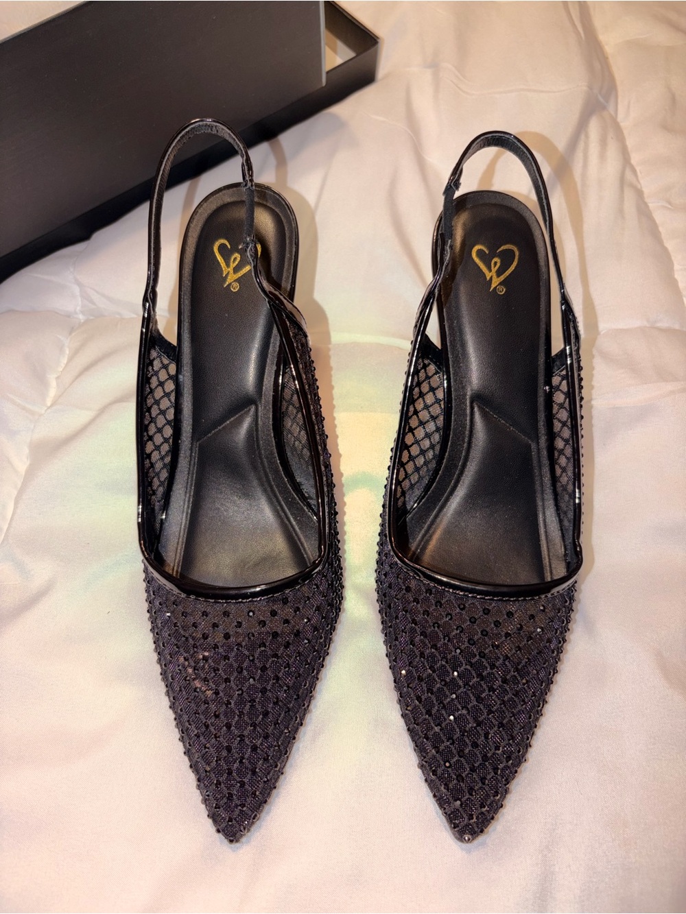 Women's Black Slingback Pointed Toe Flats